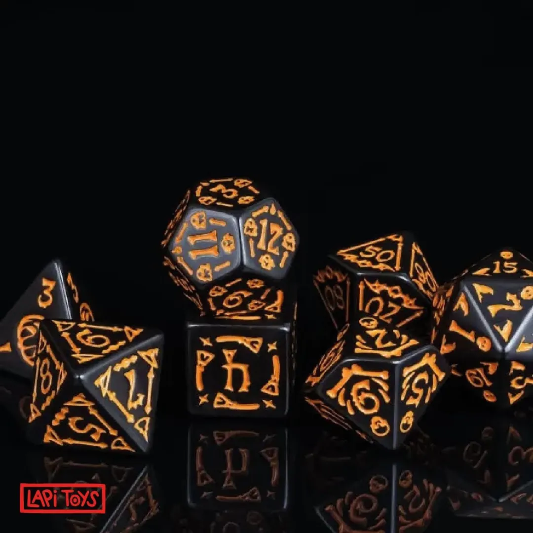 Lapi Toys Polydice Arcyl D&D Dobbelsteen - 7 Stuks - Zwart