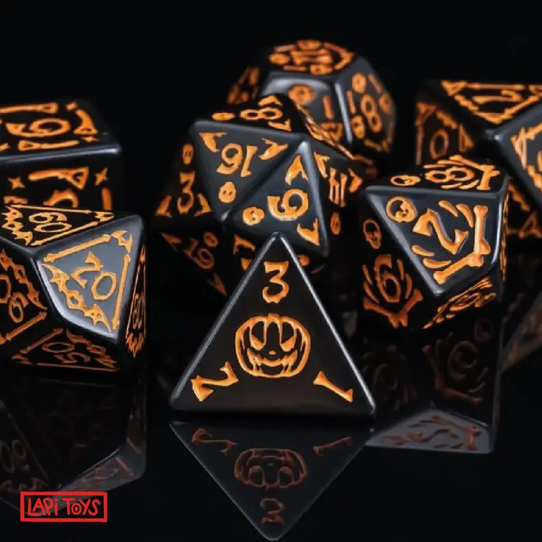 Lapi Toys Polydice Arcyl D&D Dobbelsteen - 7 Stuks - Zwart