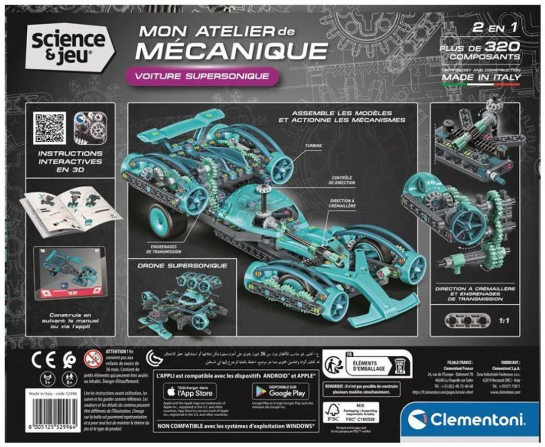 Clementoni Supersonische Auto 320 Onderdelen - Turquoise/Grijs