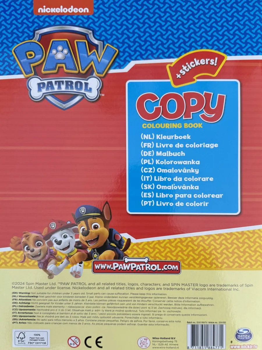 Nickelodeon Paw Patrol Kleurboek - 34 Pagina's - 2 Stickers - Blauw