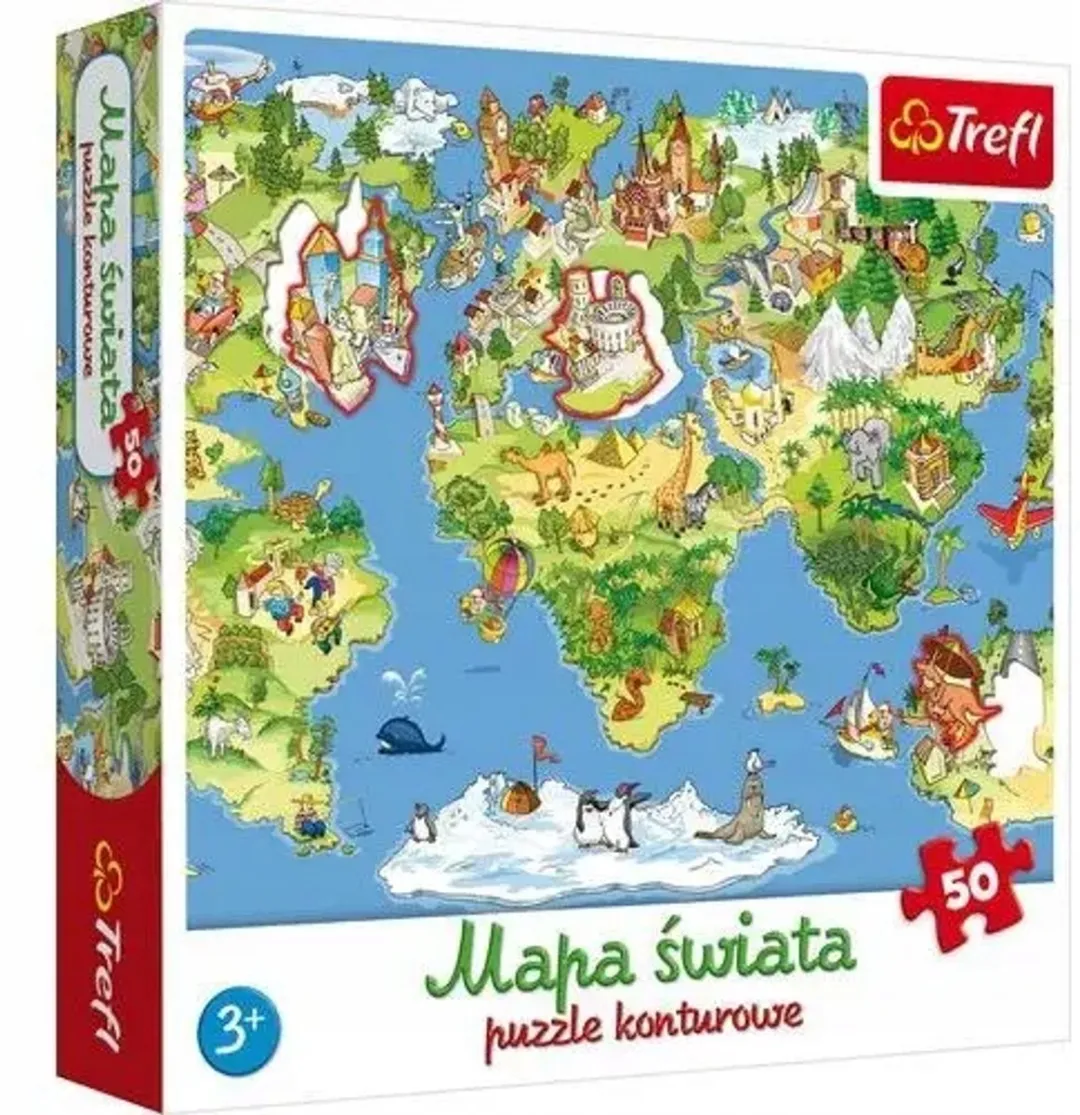Trefl Wereldkaart Puzzel 50 Stukjes