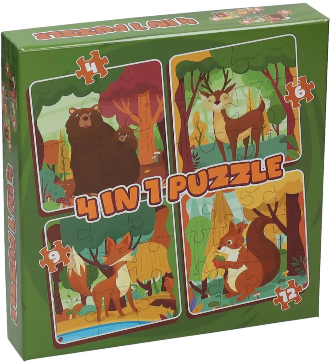 Johntoy Bosdieren Puzzel 4-in-1 413 Stuks - PU180B