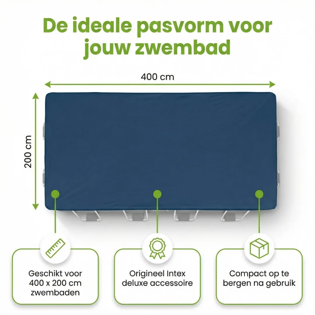 Intex Small Rectangular Zwembad Afdekzeil 400x200cm - Blauw