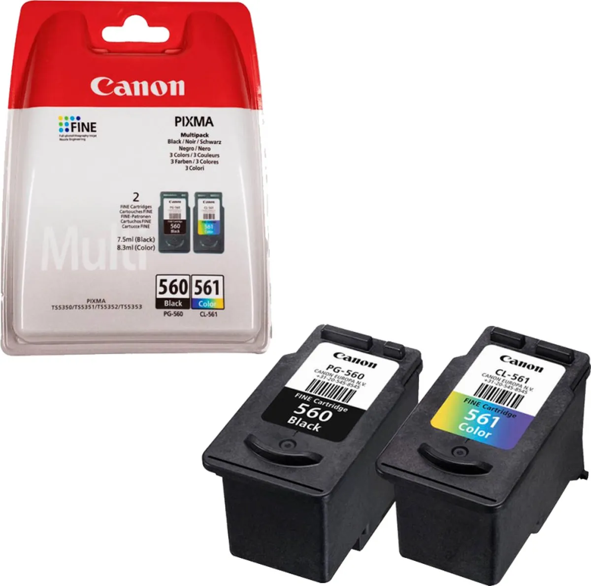 Canon PG-560/CL-561 Inktcartridges - 2 Stuks - Zwart & Multicolor