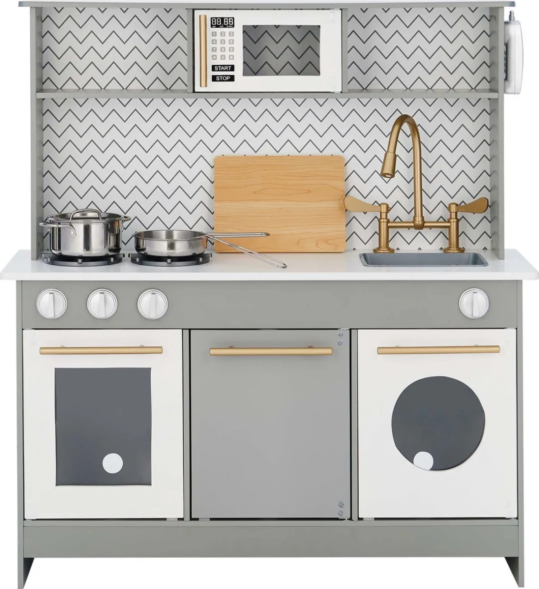 Teamson Kids Modern Houten Speelkeuken Grijs/Wit/Goud