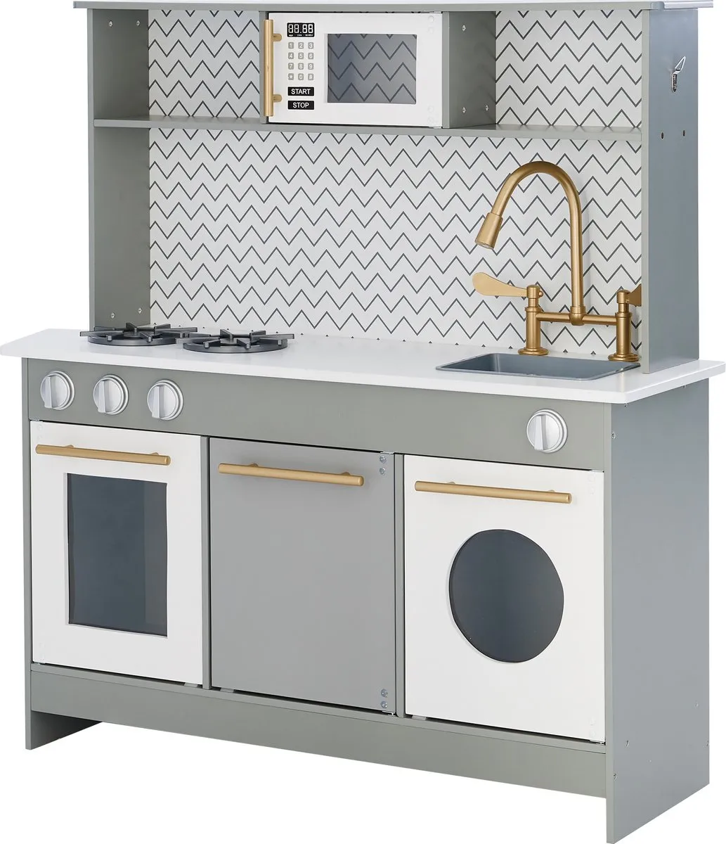 Teamson Kids Modern Houten Speelkeuken Grijs/Wit/Goud