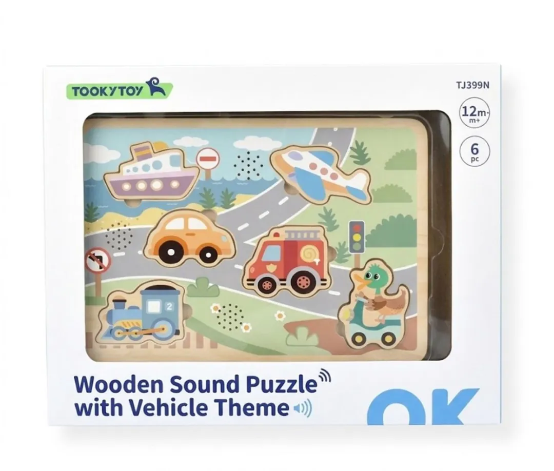 Tooky Toy Houten Geluidspuzzel Voertuigen TL064N