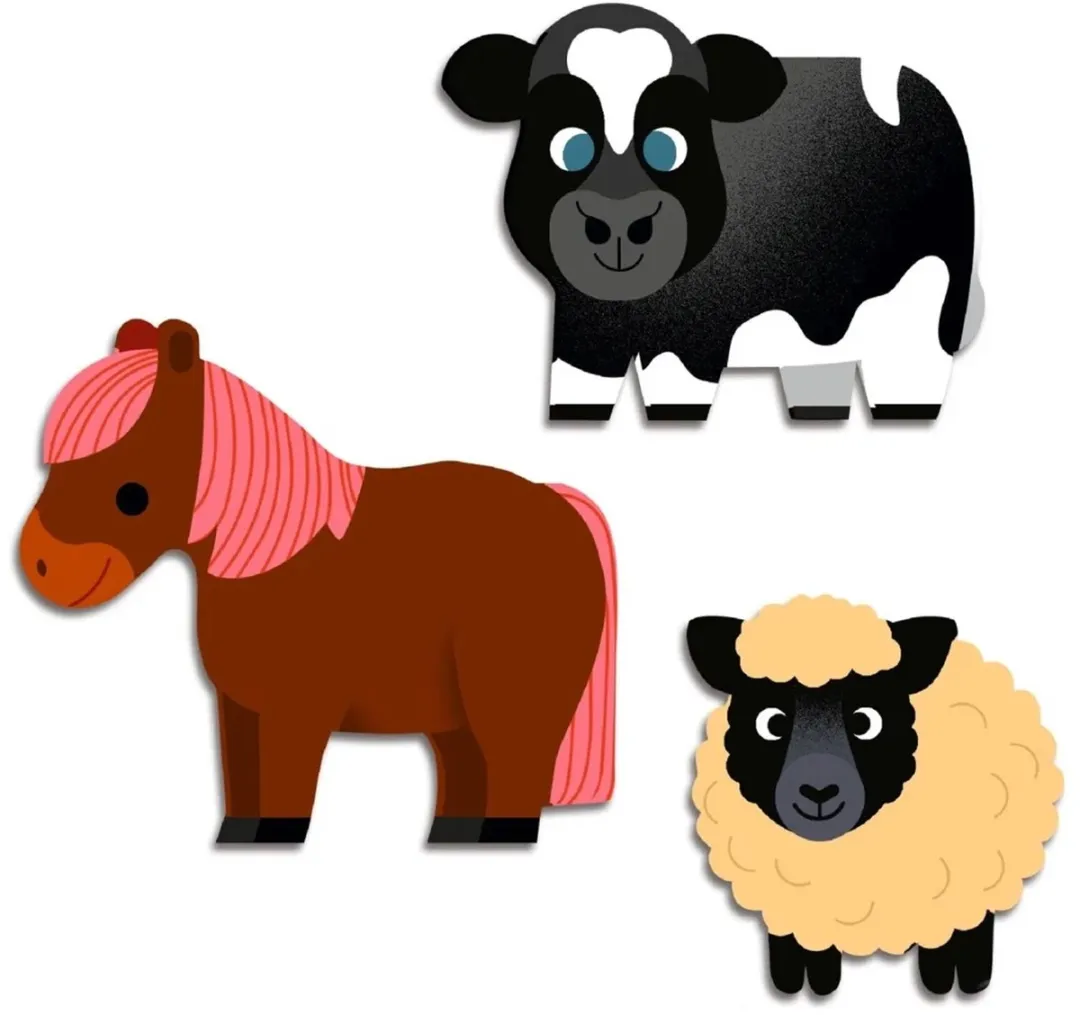 Djeco Houten Boerderijdieren Stickers - 62 Stuks Multicolor