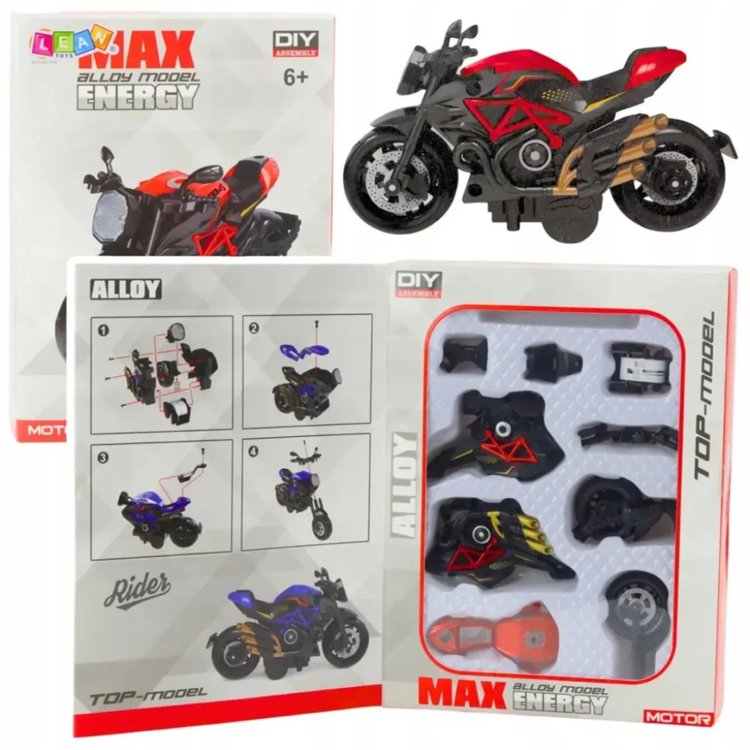 Lean Toys Metalen Motor Bouwpakket 1:14 - Rood/Zwart - afbeelding 4 van 4