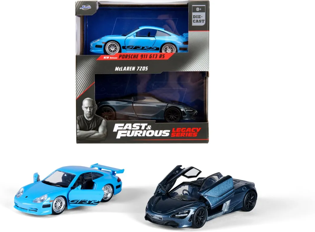 Jada Toys Fast & Furious Porsche 911 GT3 RS + McLaren 720S 1:32 - Blauw