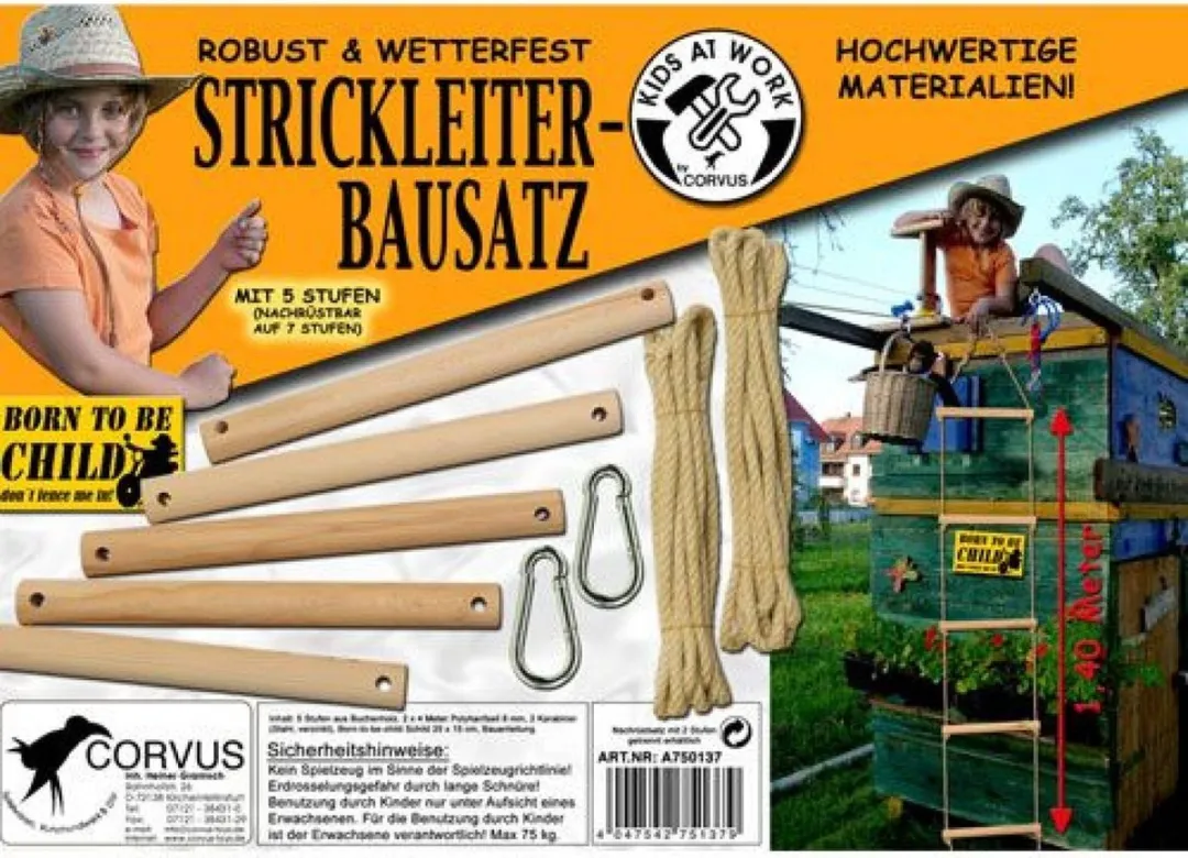 Kids at Work Touwladder Junior 140cm Hout - 9-delig - afbeelding 5 van 6