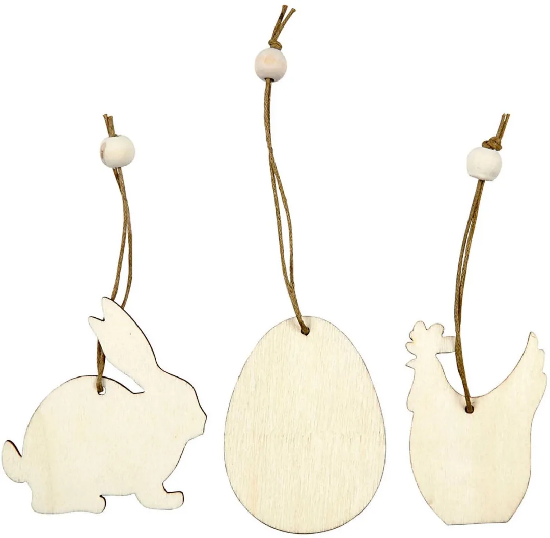 Creativ Company Houten Pasendecoratie - 9 Stuks Meerkleurig