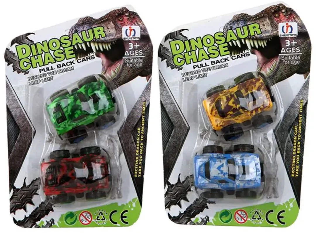 Jonotoys Monstertrucks Dino-print 6cm - 2 Stuks Rood/blauw