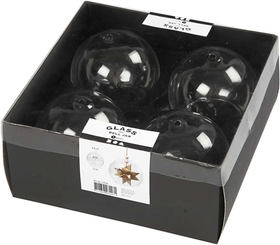 Creativ Company Creotime Glazen Decoratie 4 Stuks 7,1x8cm Transparant