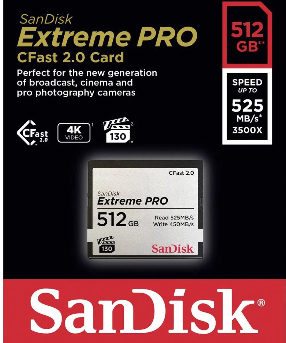 SanDisk Extreme PRO CFast SDCFSP-512G-G46D - 512GB