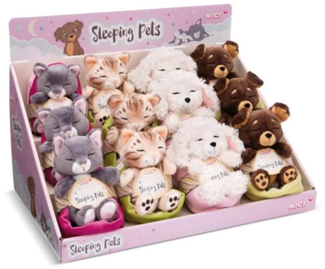 Nici Sleeping Pets Pluche Hond/Kat 12cm