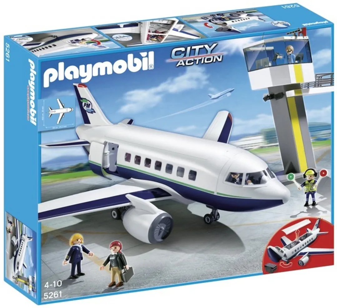 Playmobil Vracht- en Passagiersvliegtuig met Verkeerstoren 5261