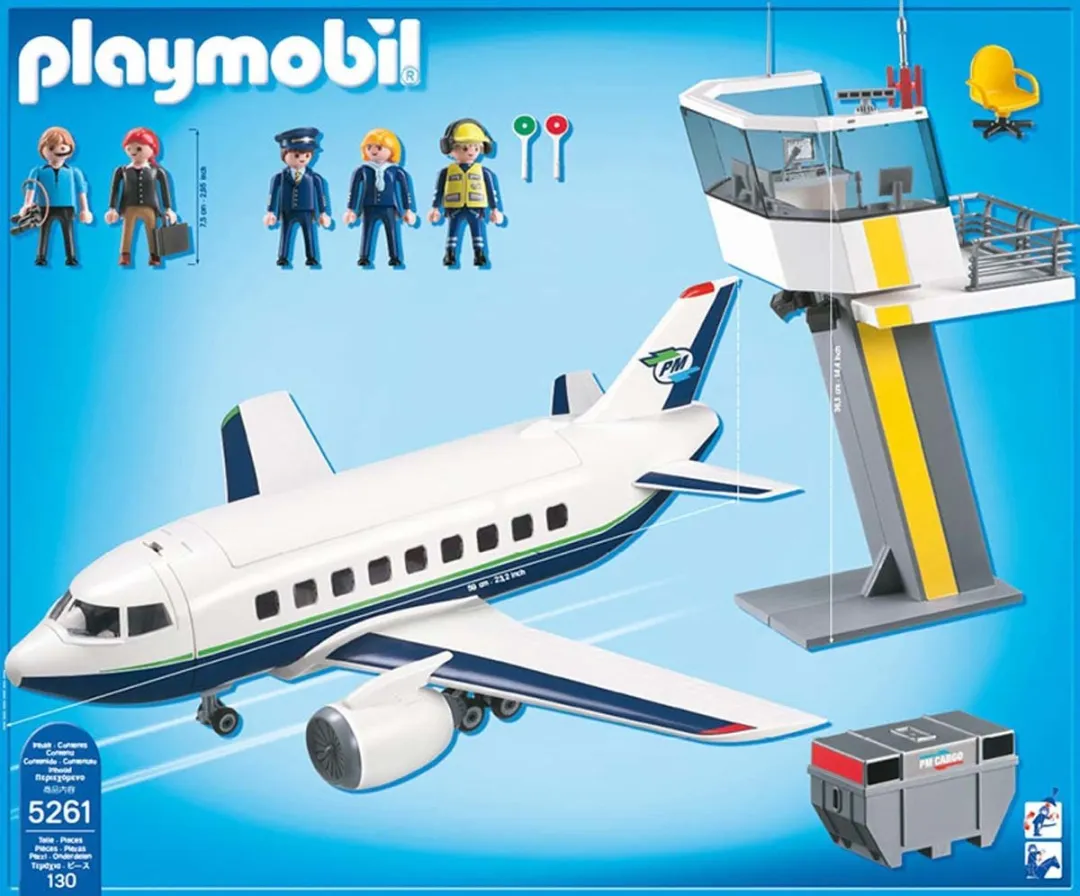 Playmobil Vracht- en Passagiersvliegtuig met Verkeerstoren 5261