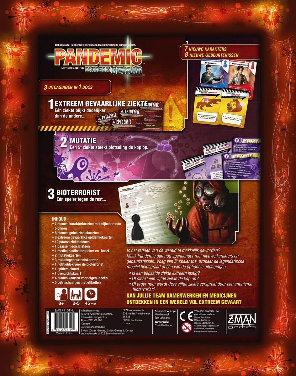 Z-Man Games Pandemic Extreem Gevaar Uitbreiding - 2-5 Spelers