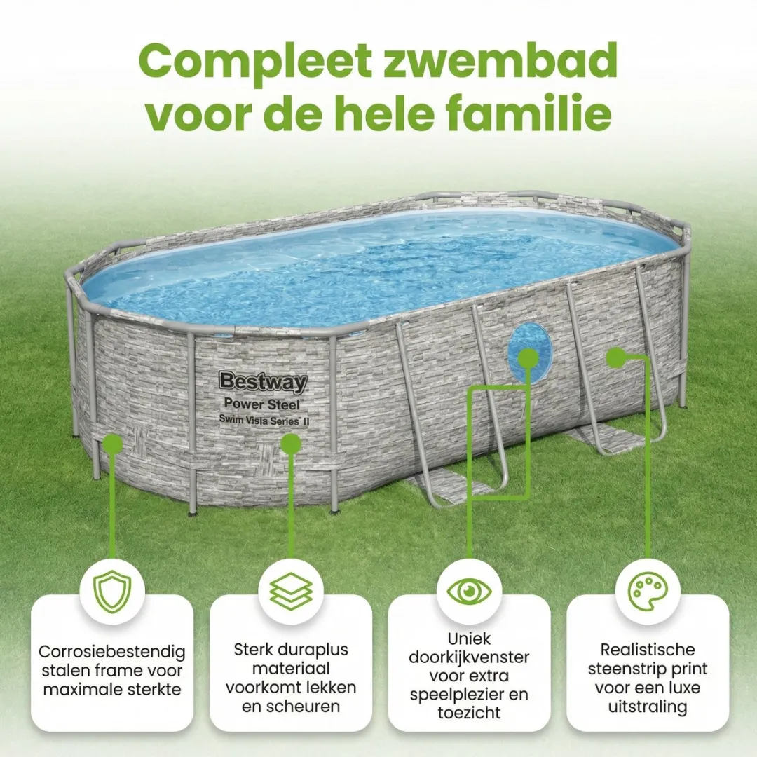 Bestway Power Steel Swim Vista 56714 Zwembad - 7250L - Grijs