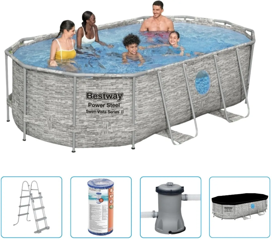 Bestway Power Steel Swim Vista 56714 Zwembad - 7250L - Grijs