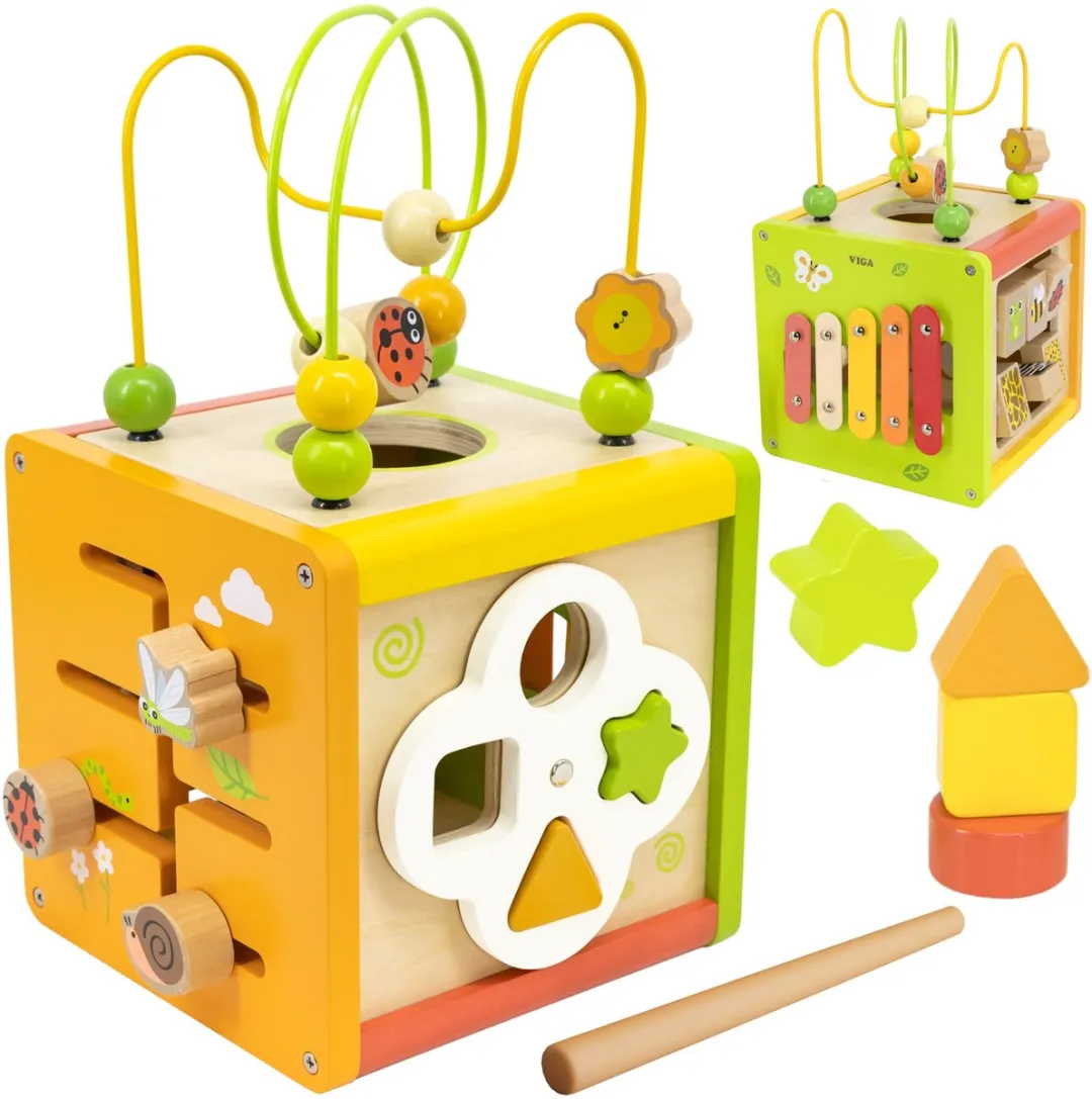 Viga Wooden Educational Cube 5-in-1