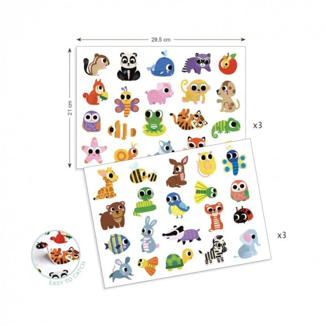 Djeco Babydieren Stickers - 100 Stuks - Meerkleurig