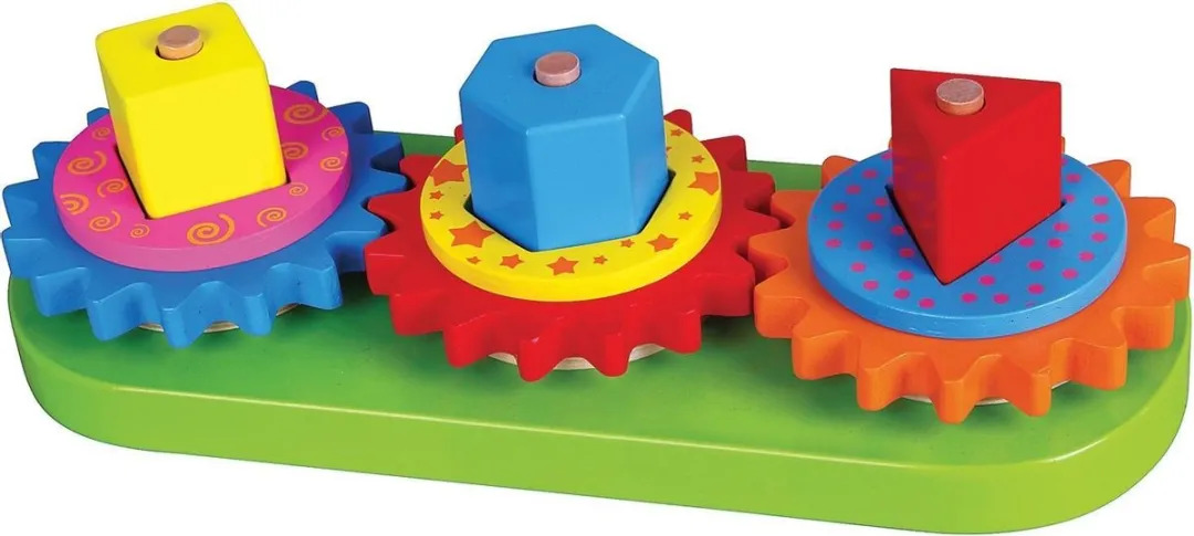 Viga Toys Educatief Spel Motoriekpuzzel Geometrische Vormen en Tandwielen - Multicolor