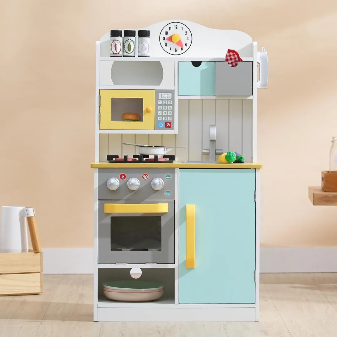 Teamson Kids Houten Speelkeuken - Wit/Groen & Geel
