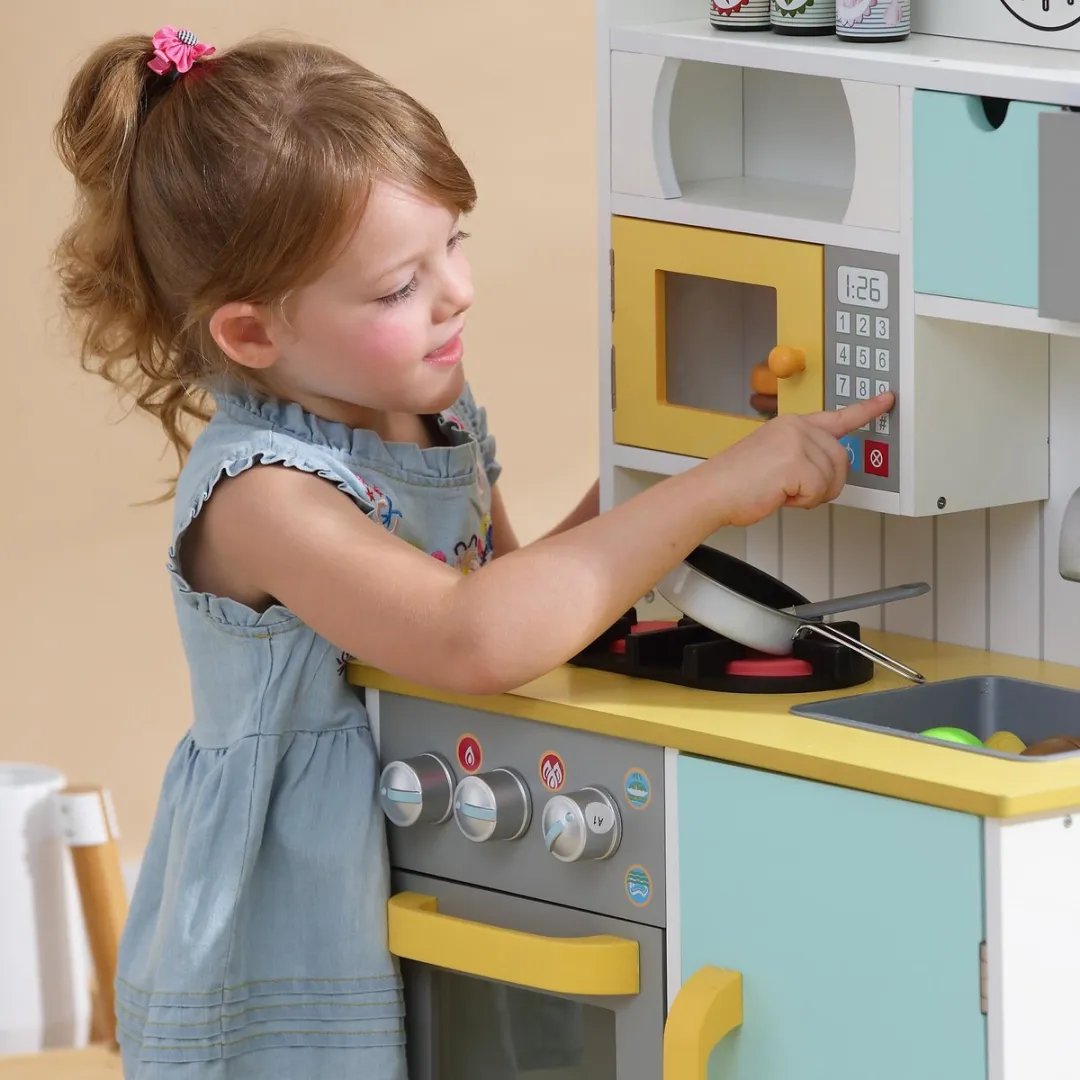 Teamson Kids Houten Speelkeuken - Wit/Groen & Geel