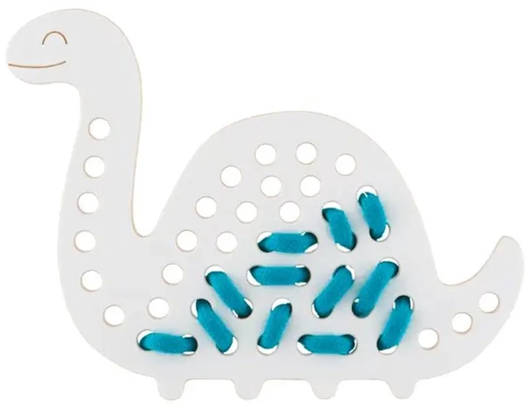 Milin Toys Max the Dinosaur Inrijgplank - Hout - Wit