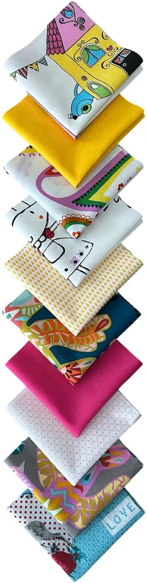 BINK Bedding Stoffenlapjes SUMMER 25x25cm - 10 Stuks - Multicolor