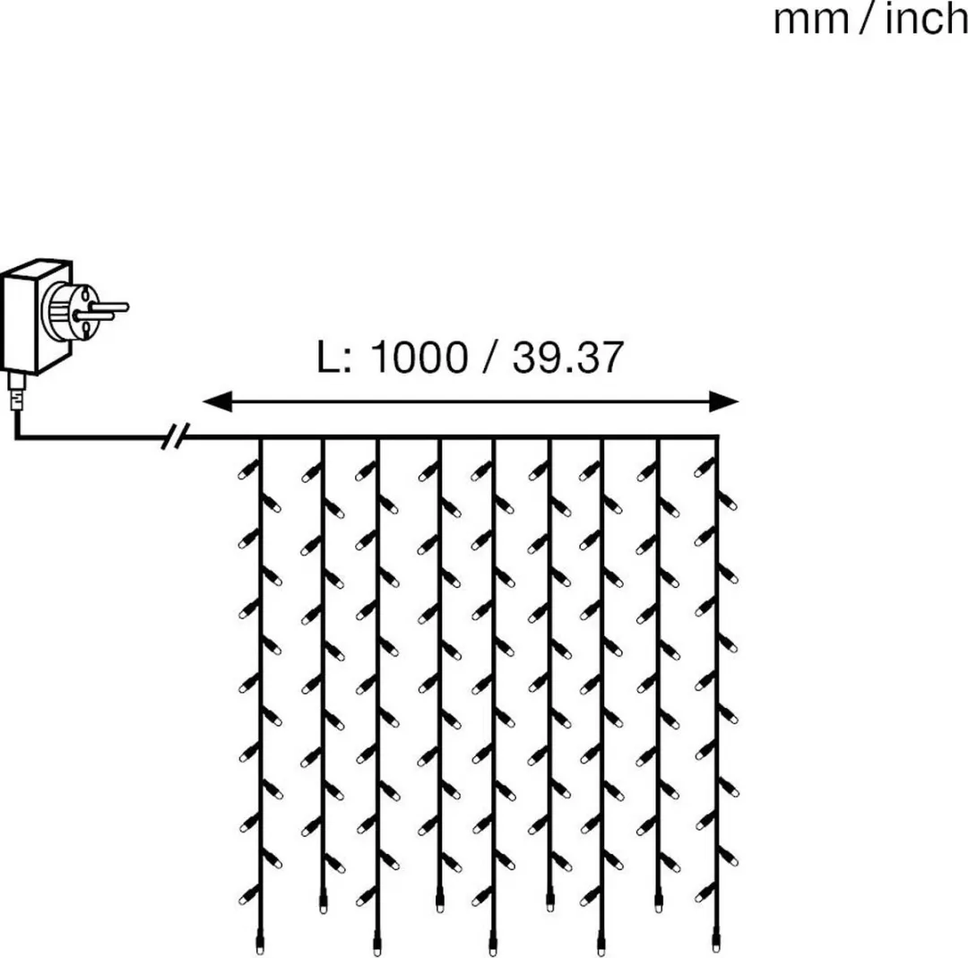Star Trading LED Lichtgordijn Mirco LED 100 Warm Wit - 1x1m - IP44