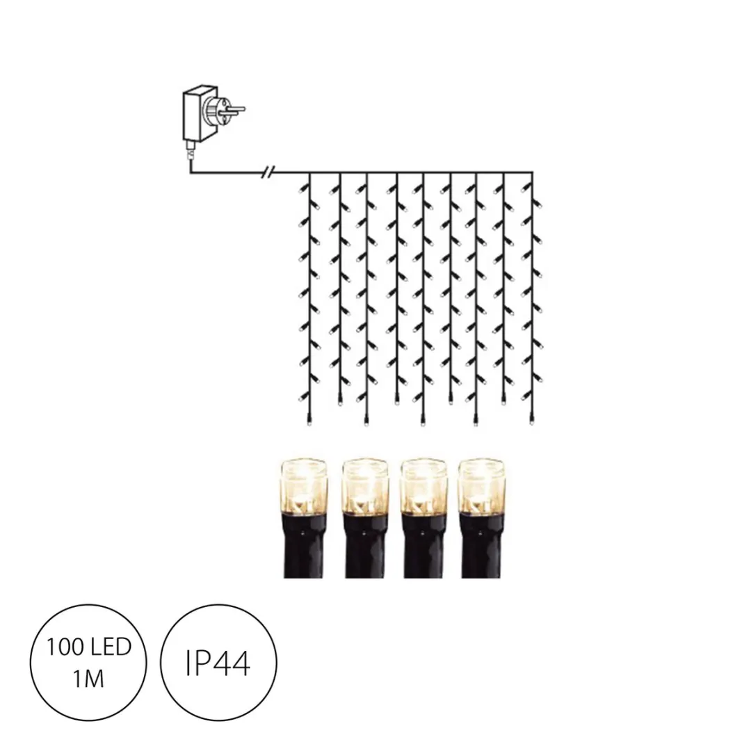 Star Trading LED Lichtgordijn Mirco LED 100 Warm Wit - 1x1m - IP44