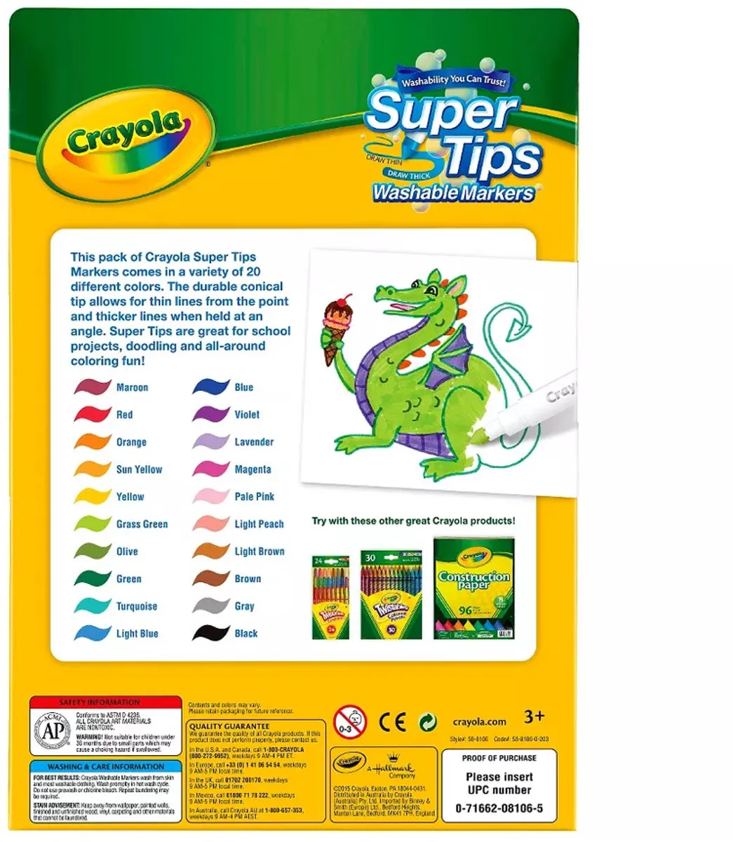 Crayola Super Tips Wasbare Markers 20 Stuks - Multicolor