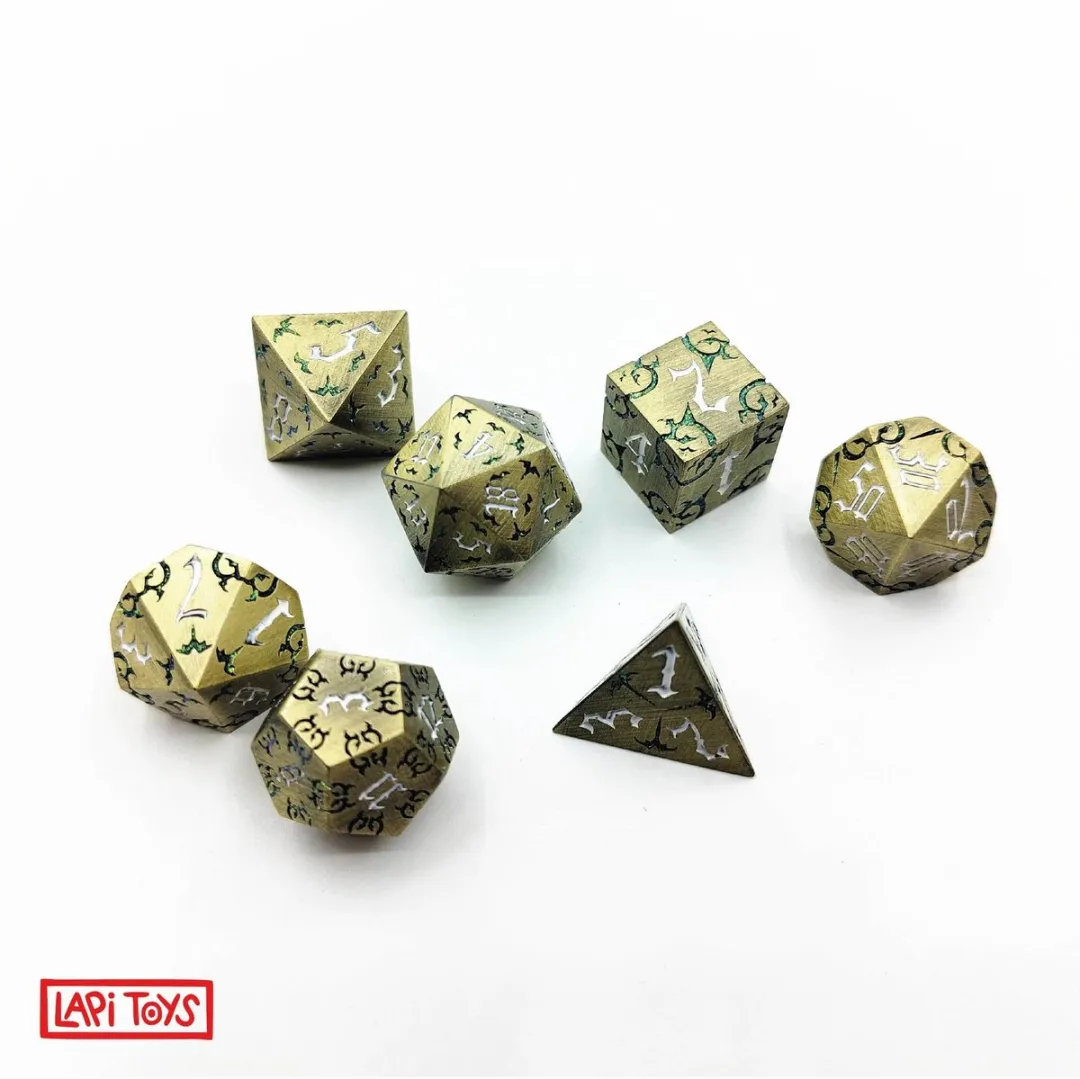Lapi Toys Metalen D&D Polydice - 7 Stuks - Goud
