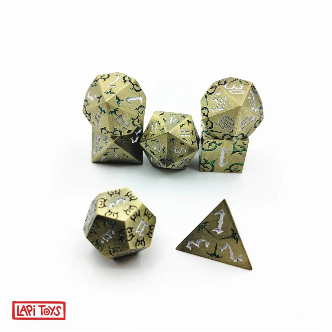 Lapi Toys Metalen D&D Polydice - 7 Stuks - Goud