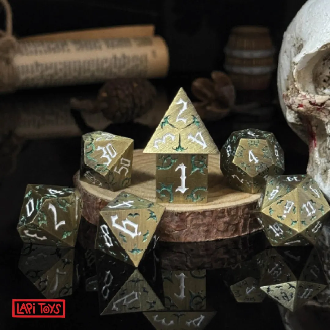 Lapi Toys Metalen D&D Polydice - 7 Stuks - Goud