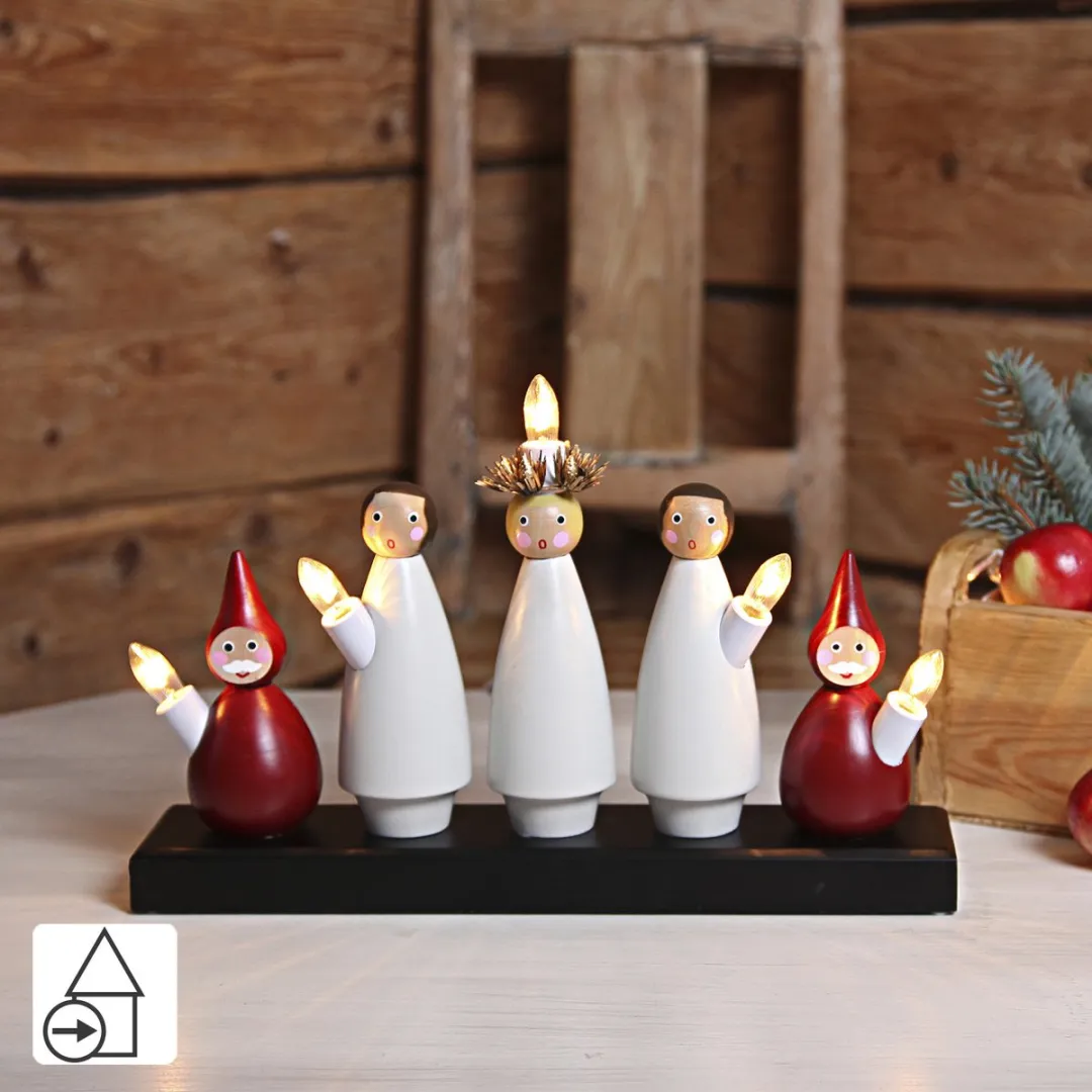 Star Trading Luciakör Sierlamp - Hout - Rood/Wit