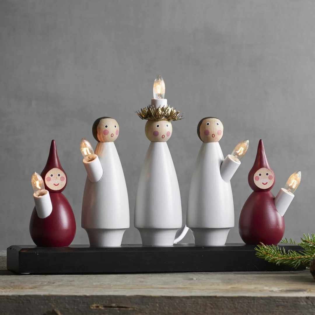 Star Trading Luciakör Sierlamp - Hout - Rood/Wit - afbeelding 6 van 6