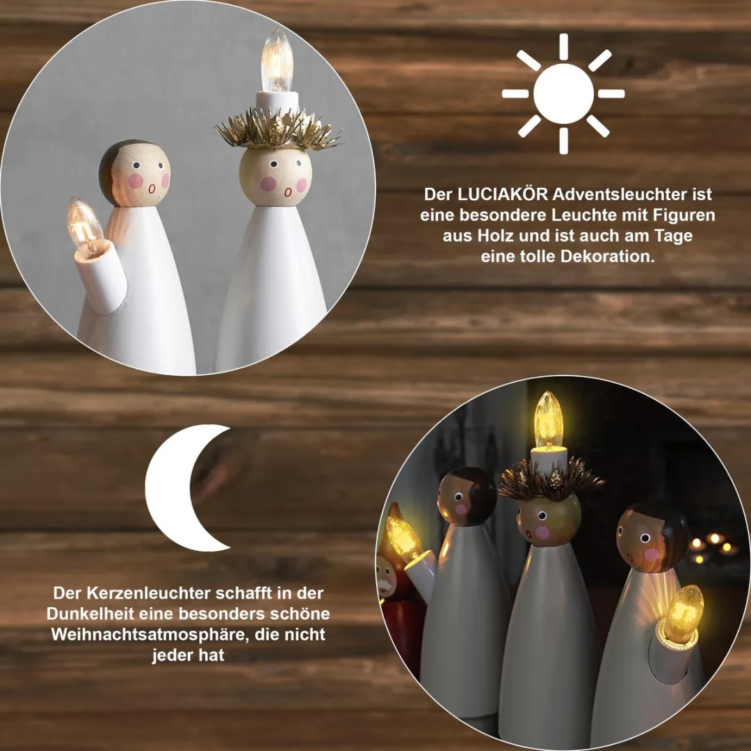 Star Trading Luciakör Sierlamp - Hout - Rood/Wit