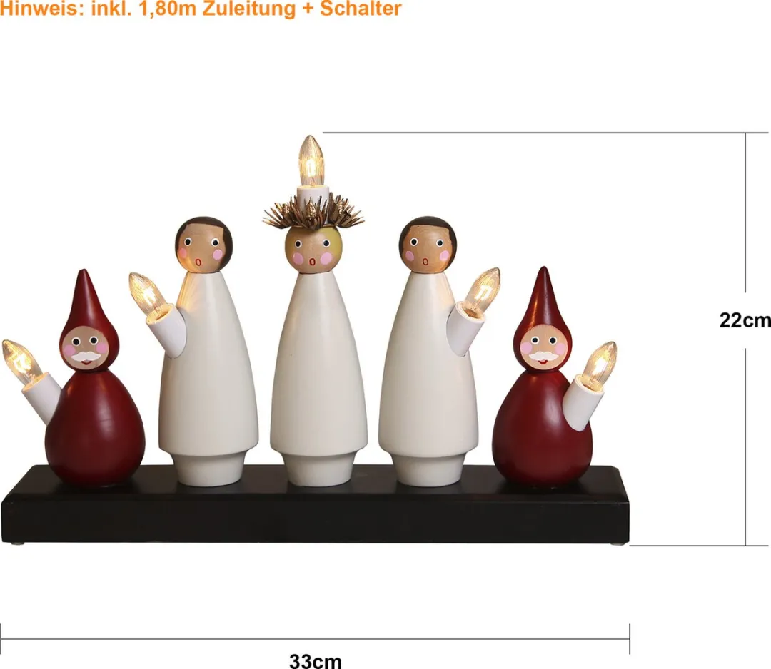 Star Trading Luciakör Sierlamp - Hout - Rood/Wit