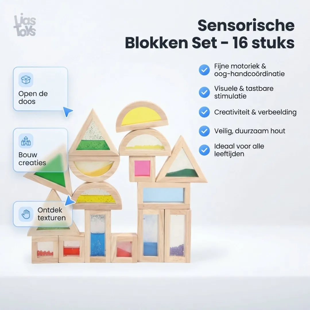 LiasToys Sensorische Blokken 16 Stuks - Multicolor