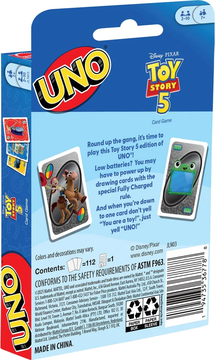 Mattel Games UNO Disney Pixar Toy Story 5 Kaartspel - 10 Spelers
