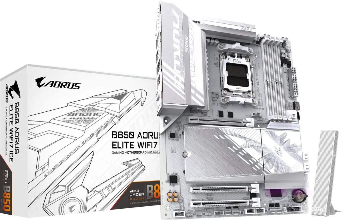 Gigabyte B850 Aorus Elite Wifi7 Ice AM5 - ATX Moederbord