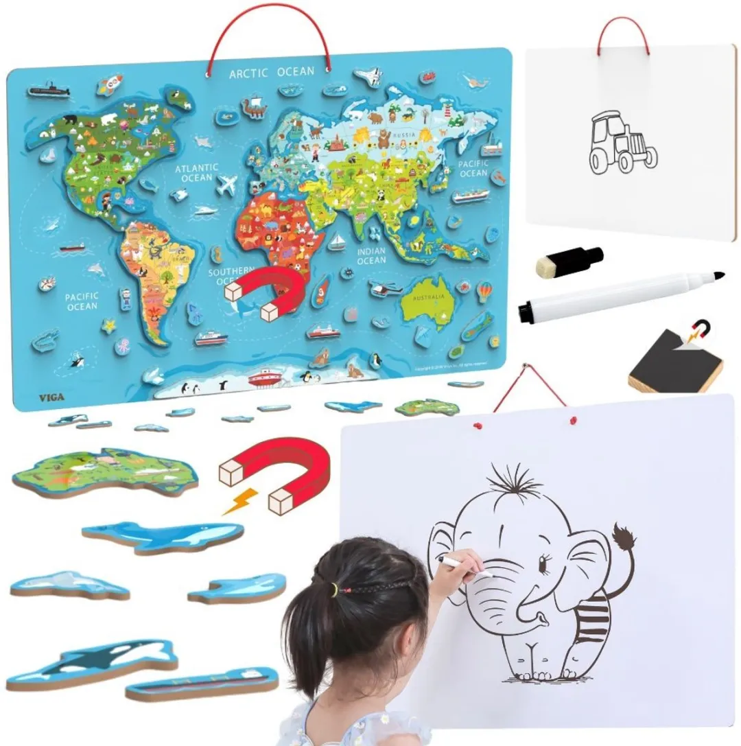 Viga 2-in-1 Montessori Wereldkaart