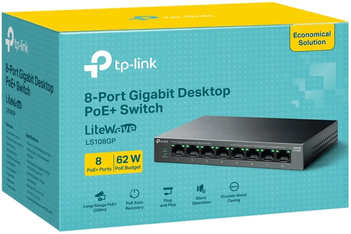 TP-Link LS108GP Netwerkswitch 8 PoE-poorten - 16 Gbps