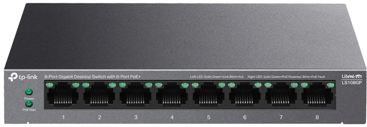 TP-Link LS108GP Netwerkswitch 8 PoE-poorten