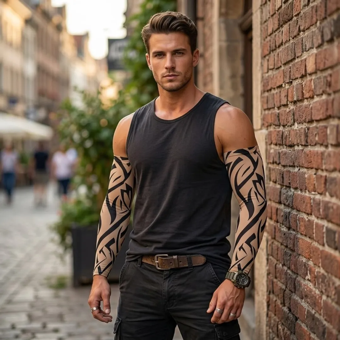 NuveX Tattoo Mouwen Set 8 Stuks - Beige/Zwart