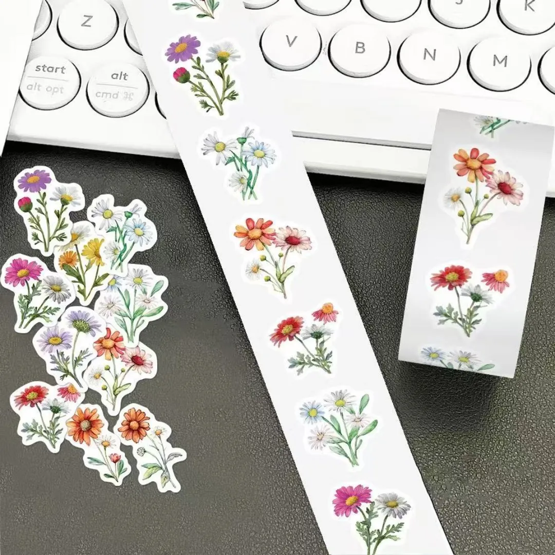 RedParrot Bloemen Stickers Rol - 500 Stuks